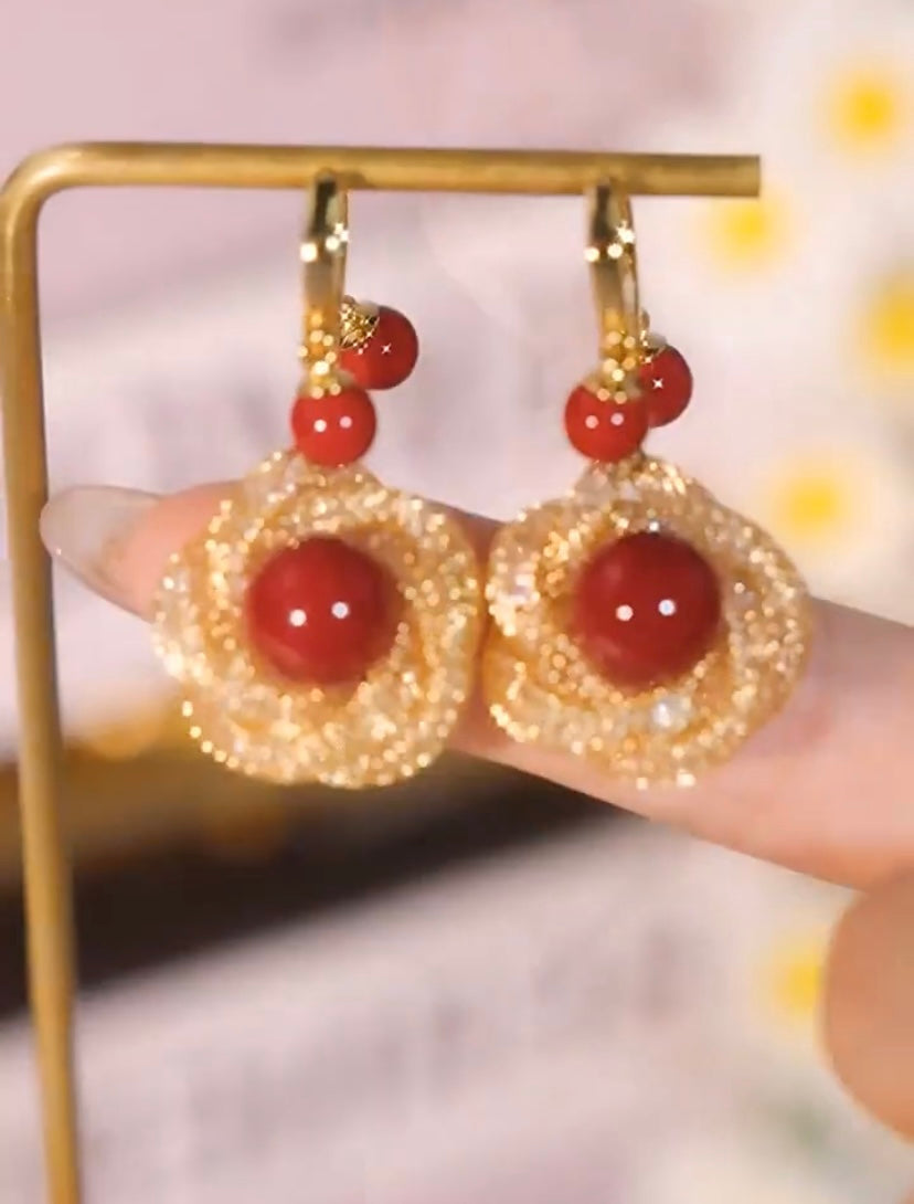 Zircon Earrings (24k gold plated)