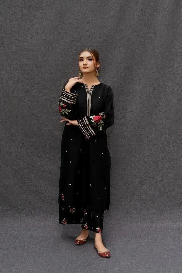 2 piece Black lawn Embroidery suit