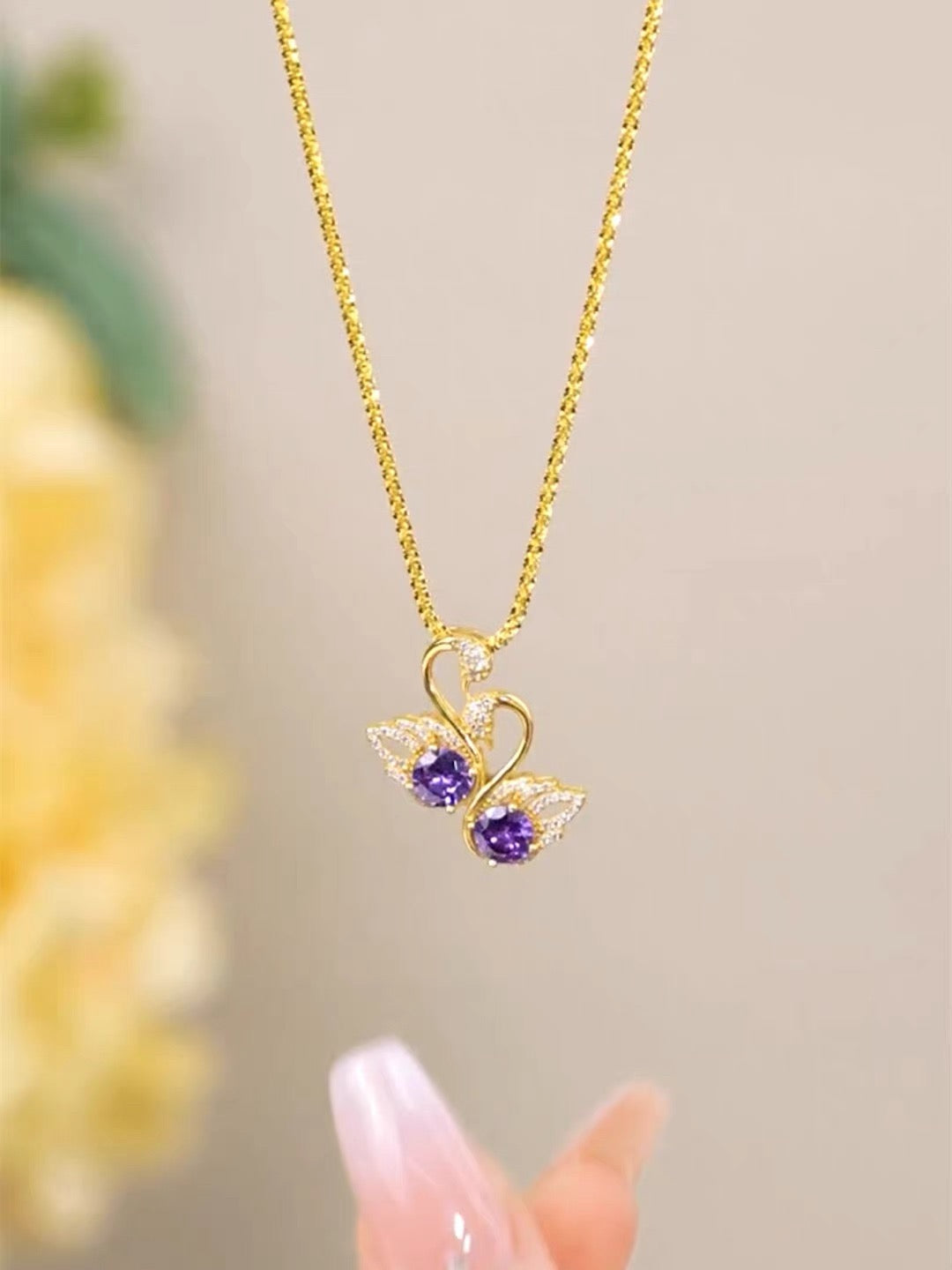 Purple sawan Necklace(24k Gold plated)