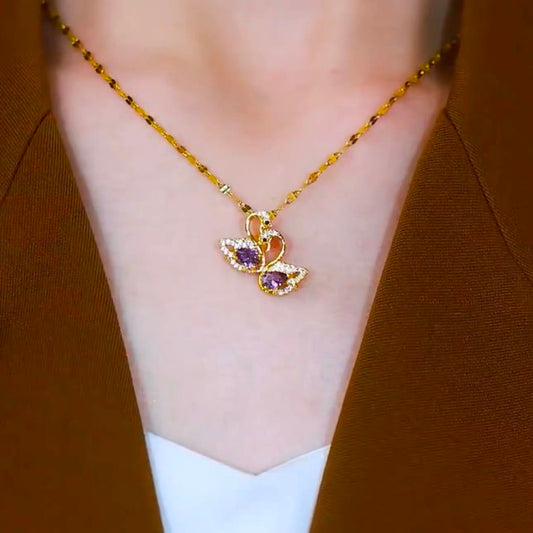 Purple sawan Necklace(24k Gold plated)