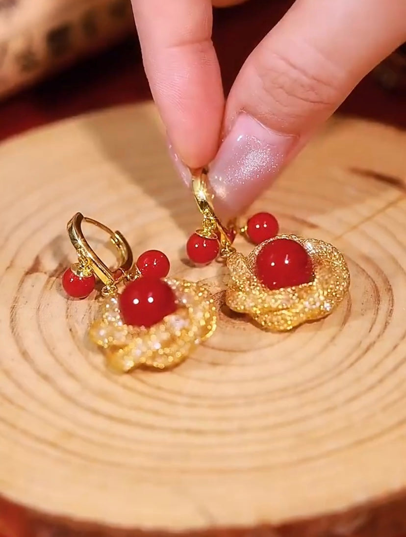 Zircon Earrings (24k gold plated)