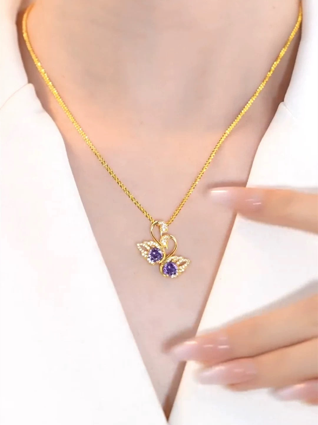 Purple sawan Necklace(24k Gold plated)