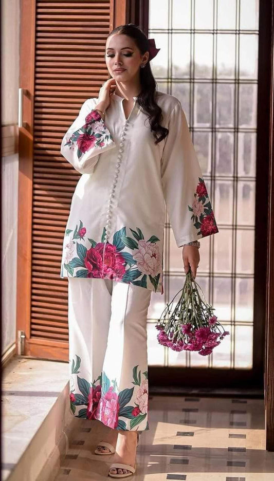 2 piece stiched silk suit
