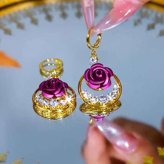 Purple flower Earrings(24K GOLD PLATED)