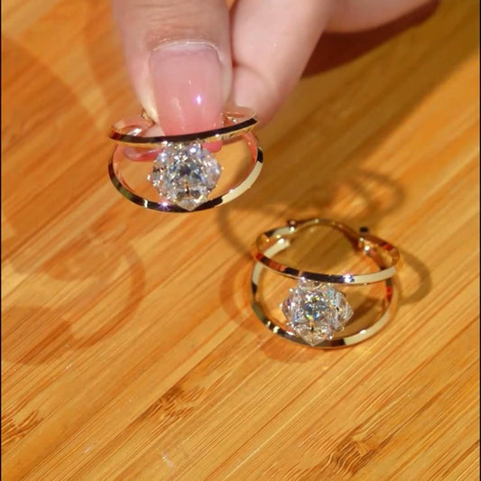 Diamond zircon Earrrings (24K GOLD PLATED)